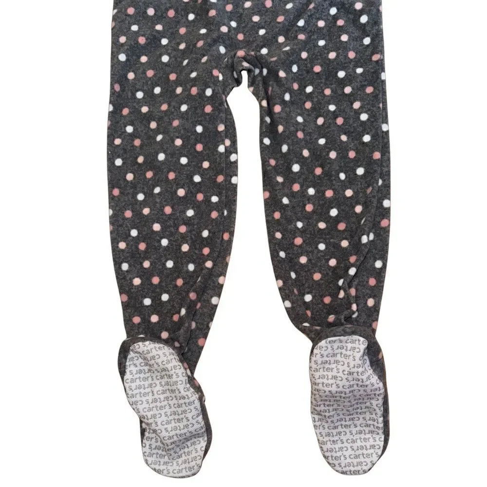 Carters Grey/Pink Polka Dot Blanket Footed Sleeper Onsie w/ Full Zipper- 5T/5A